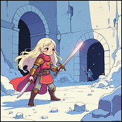 Young female warrior with a sword.